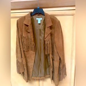 Ladies brown suede jacket with fringe